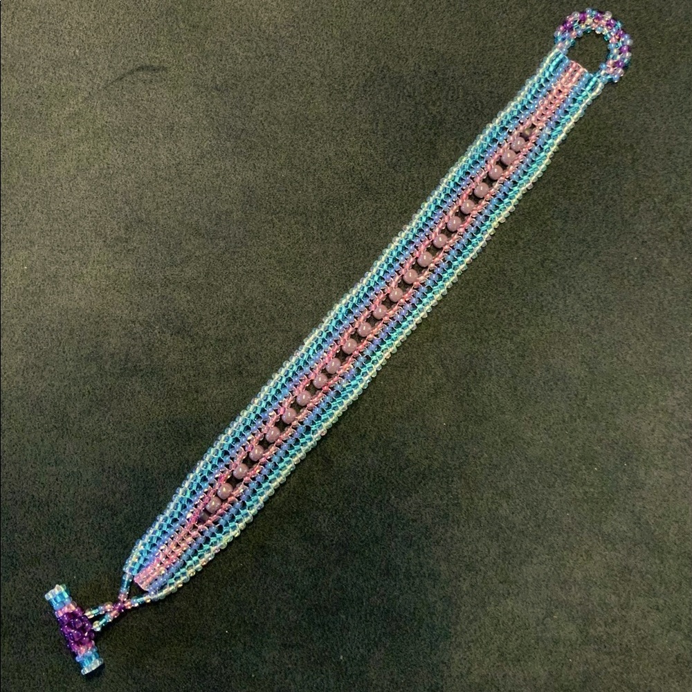 Flat woven beaded bracelet